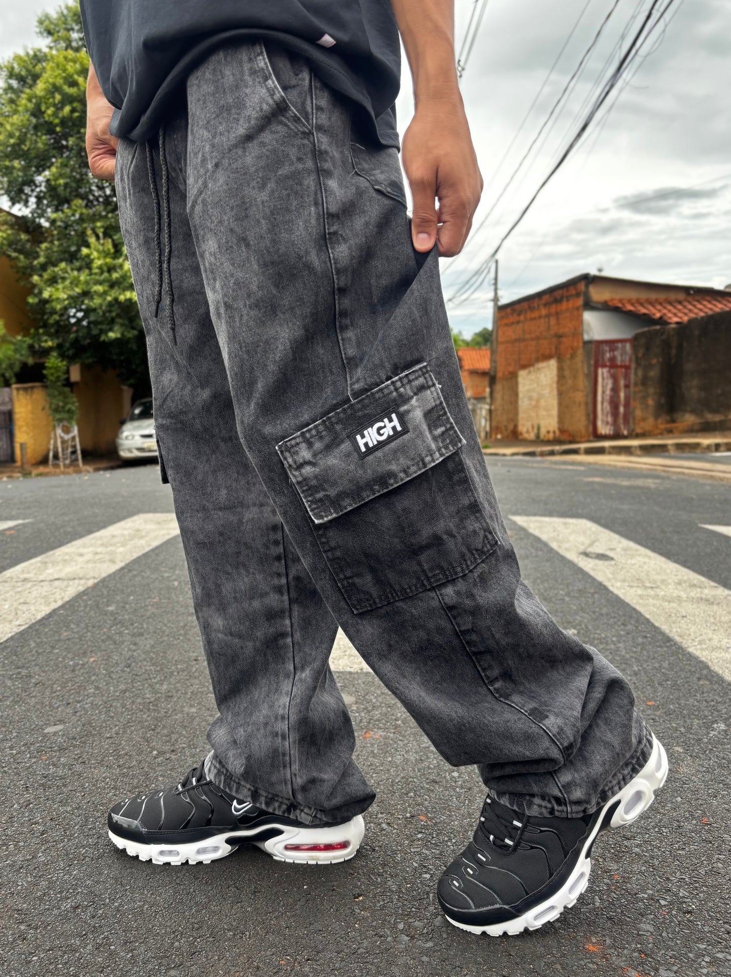 Calça Cargo Preto Destonado