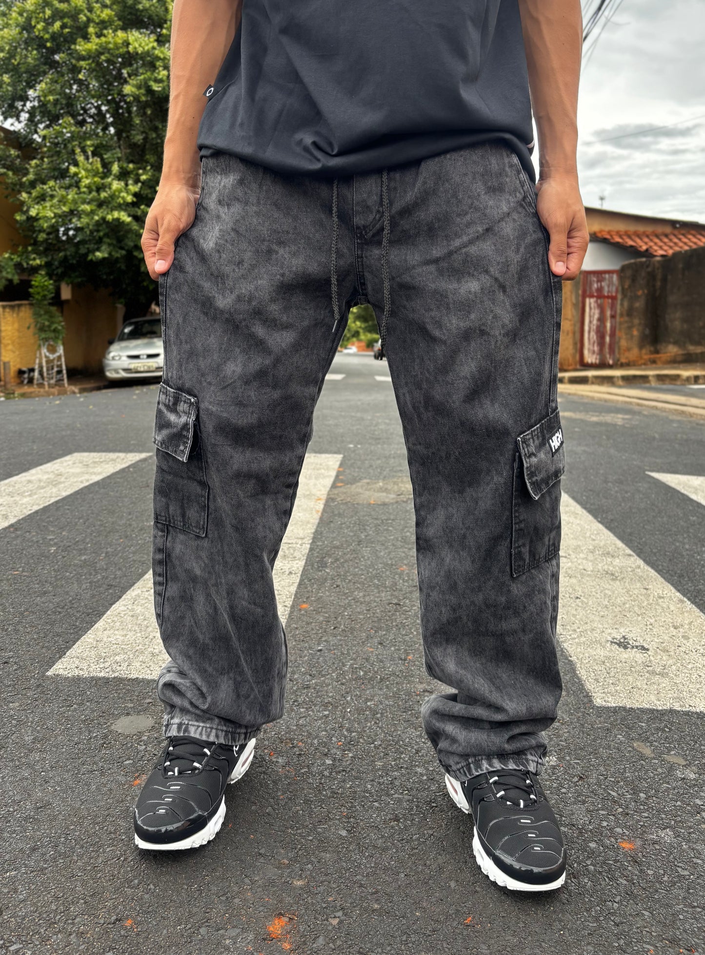 Calça Cargo Preto Destonado